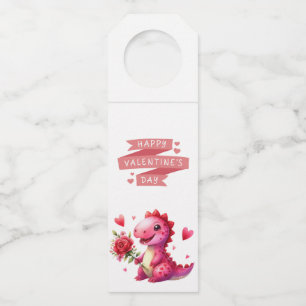 Étiquettes Pour Bouteilles Joli dinosaure de la Saint-Valentin