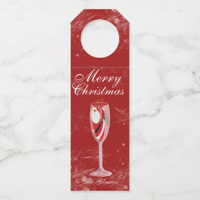 Étiquettes Pour Bouteilles Jolly Christmas Cheers with Santa Champagne winter (Devant)