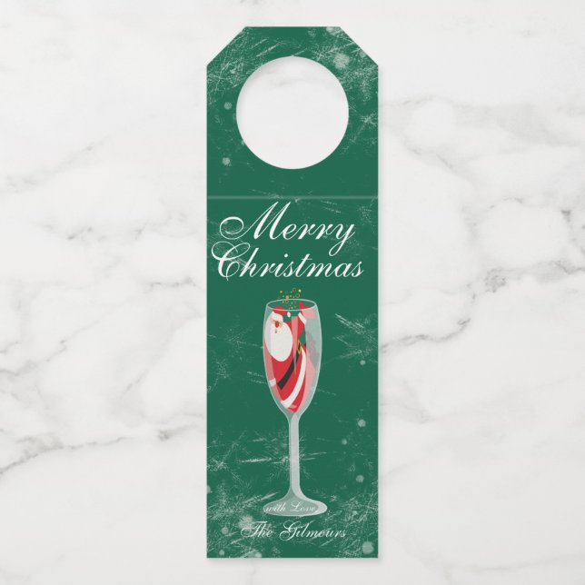 Étiquettes Pour Bouteilles Jolly Christmas Cheers with Santa Champagne winter (Devant)