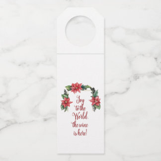 Étiquettes Pour Bouteilles Joy the Wine is Here Christmas Bottle Hanger Tags