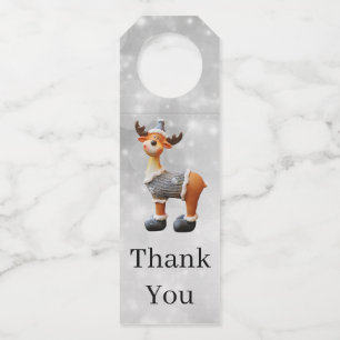 Étiquettes Pour Bouteilles Joyeux Christmoose portant un casquette