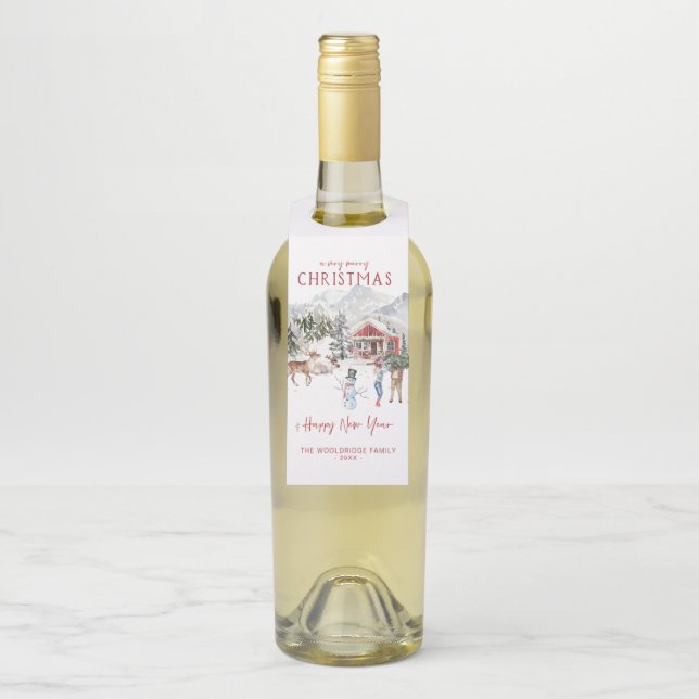 Étiquettes Pour Bouteilles Joyeux Noël | Cabane rustique et confortable pour  (Sur bouteille)