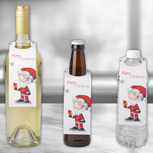 Étiquettes Pour Bouteilles Joyeux Noël Père Noël avec des cadeaux uniques