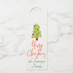 Étiquettes Pour Bouteilles Joyeux sapin de Noël