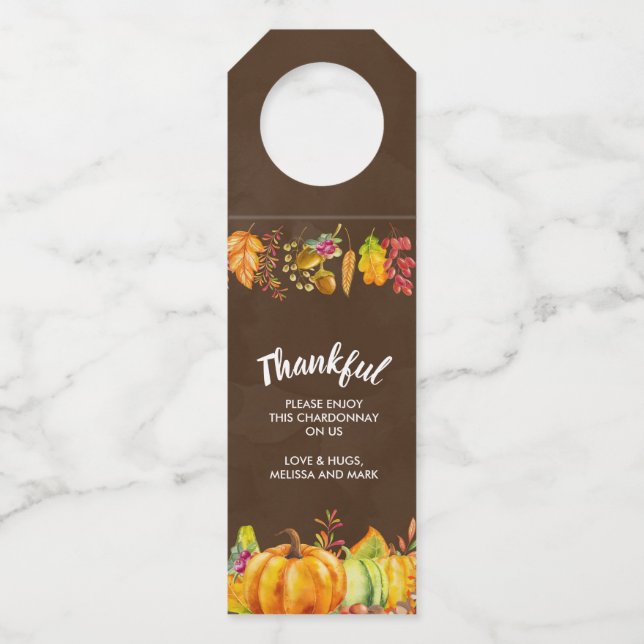 Étiquettes Pour Bouteilles Les Citrouilles de récolte et les feuilles d'autom (Devant)