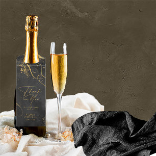 Étiquettes Pour Bouteilles Lignes fines Gold Abstrait Mariage noir ID867