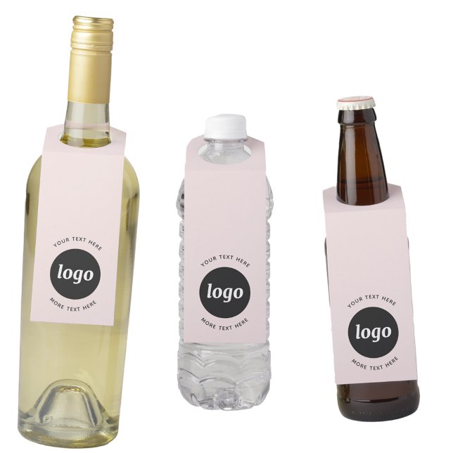 Étiquettes Pour Bouteilles Logo simple avec texte Business Blush Pink (Logo and custom text business promotional blush pink bottle hanger tags)
