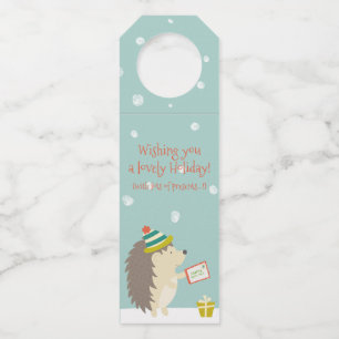 Étiquettes Pour Bouteilles Lovely Holiday - Hedgehog Fun Christmas