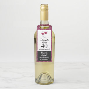Étiquettes Pour Bouteilles Lunettes de vin rouge 40e fête d'anniversaire