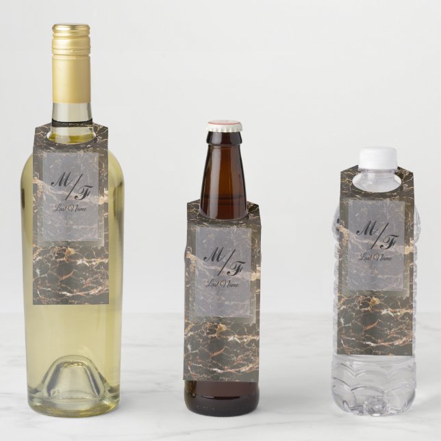 Étiquettes Pour Bouteilles Marbre élégant personnalisé (En situation)