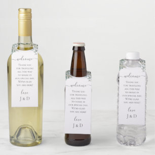 Étiquettes Pour Bouteilles Mariage au feuillage d'eucalyptus