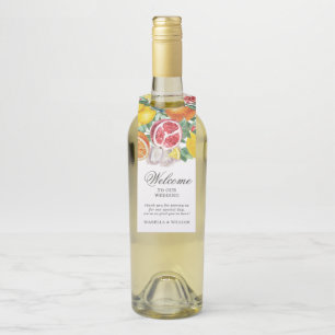 Étiquettes Pour Bouteilles Mariage Botanique Citrus Bienvenue