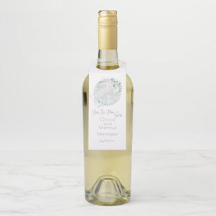 Étiquettes Pour Bouteilles Mariage Dusty Blue Over the Moon in Love