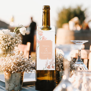 Étiquettes Pour Bouteilles Mariage Fleur sauvage Sunny Apricot ID1023
