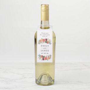 Étiquettes Pour Bouteilles Mariage Floral Rustique d'Automne en Bourgogne