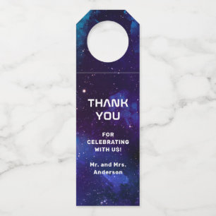 Étiquettes Pour Bouteilles Mariage Galaxie   Nuit étoilée céleste Merci