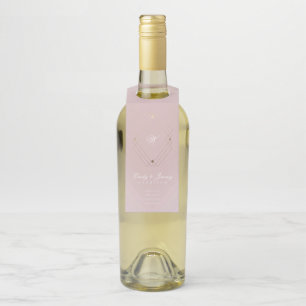 Étiquettes Pour Bouteilles Mariage Monogramme rose Rose doré classique