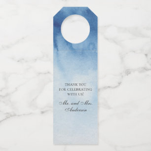 Étiquettes Pour Bouteilles Mariage nautique bleu. Merci aquarelle marine