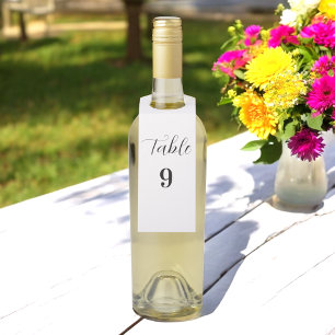 Étiquettes Pour Bouteilles Mariage noir blanc Numéro de table simple