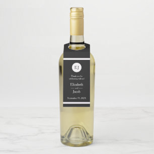 Étiquettes Pour Bouteilles Mariage noir et blanc simple et élégant