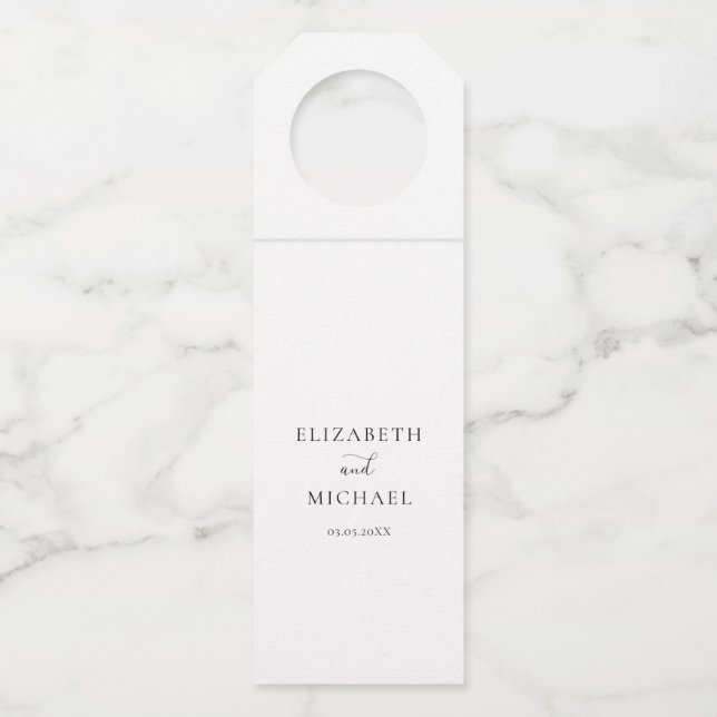 Étiquettes Pour Bouteilles Mariage simple moderne blanc ottle Hang (Devant)