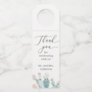Étiquettes Pour Bouteilles Mariage Succulent Désert   Cactus Bohème Aquarelle