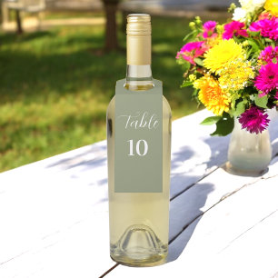 Étiquettes Pour Bouteilles Mariage vert Sage Numéro de table simple
