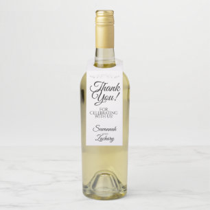 Étiquettes Pour Bouteilles Merci Mariage noir et blanc simple et élégant