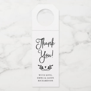 Étiquettes Pour Bouteilles Merci noir et blanc rustique du manuscrit  