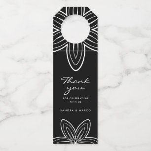 Étiquettes Pour Bouteilles Minimaliste moderne floral noir et blanc