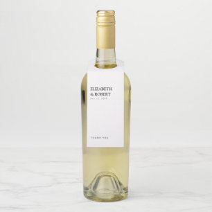 Étiquettes Pour Bouteilles Minimaliste noir & blanc Mariage traditionnel chic