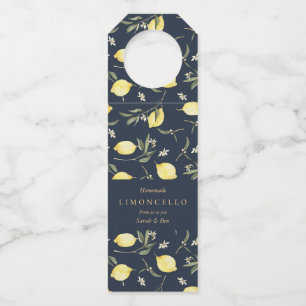Étiquettes Pour Bouteilles Modern Black Lemons Limoncello Mariage d'événement