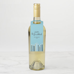 Étiquettes Pour Bouteilles Modern Happy Hanoukka Candle Bottle Hanger Tags