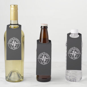 Étiquettes Pour Bouteilles Monogramme étoile boussole emblème personnalisable