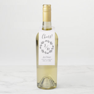 Étiquettes Pour Bouteilles Monogramme rustique de mariage de guirlande de