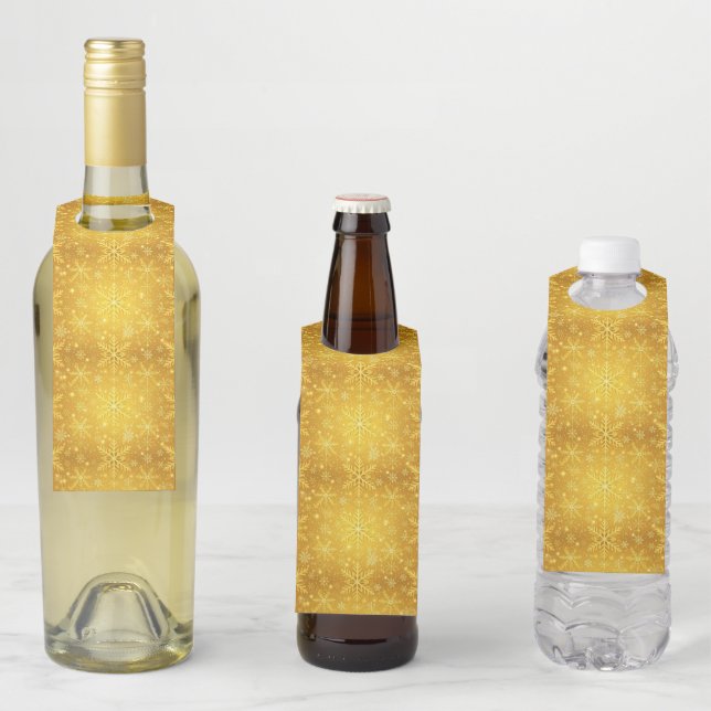 Étiquettes Pour Bouteilles Neige dorée (En situation)