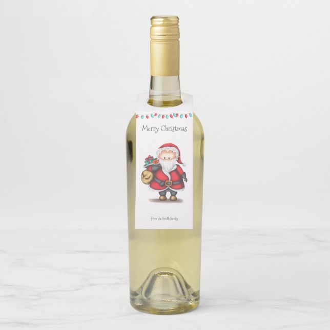 Étiquettes Pour Bouteilles Noël personnel mignon Père Noël (Sur bouteille)