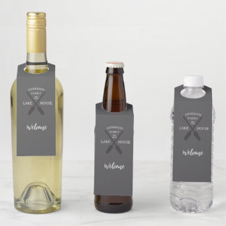 Étiquettes Pour Bouteilles Nom de famille personnalisé Lake House Accueil