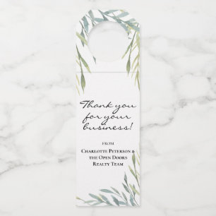 Étiquettes Pour Bouteilles Nom d'entreprise élégant Cadeau client Greenery