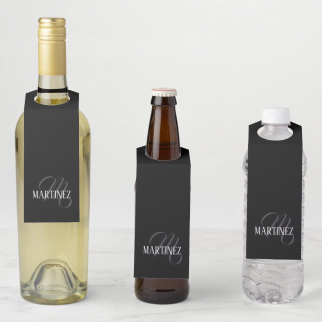 Étiquettes Pour Bouteilles Nom Personnalisé Black Elegant | Nom (En situation)