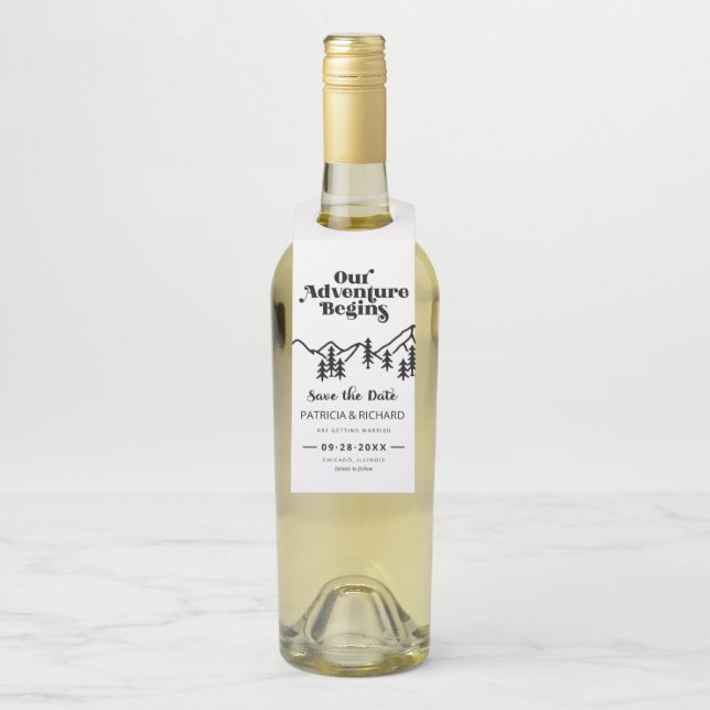 Étiquettes Pour Bouteilles Notre aventure commence Mariage en plein air Enreg (Sur bouteille)