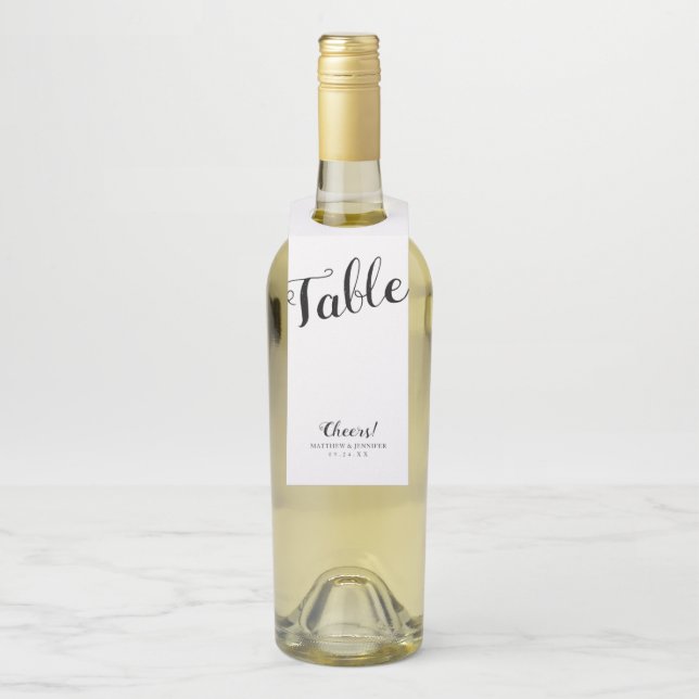 Étiquettes Pour Bouteilles Numéro de table de mariage à script moderne person (Sur bouteille)