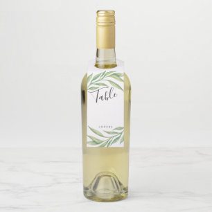 Étiquettes Pour Bouteilles Numéro de table de mariage aux feuilles botaniques
