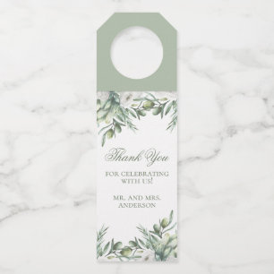 Étiquettes Pour Bouteilles Olives aquarelles. Mariage botanique merci