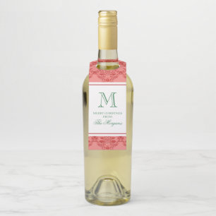 Étiquettes Pour Bouteilles Ornements de Noël festifs Monogramme