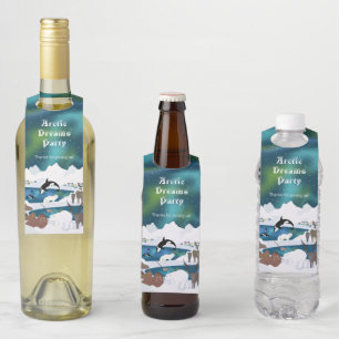 Étiquettes Pour Bouteilles Ours polaire arctique renne Walrus Orca Narwhal