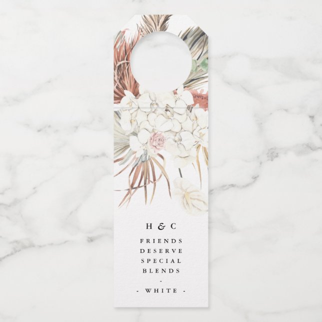 Étiquettes Pour Bouteilles Pampas Pampas Naturel Jungle Mariage Floral (Devant)
