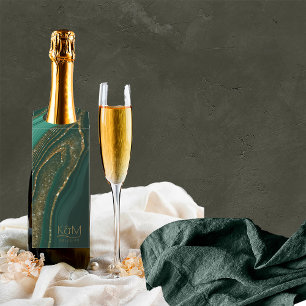 Étiquettes Pour Bouteilles Parties scintillant Abstraite Strata Mariage Green