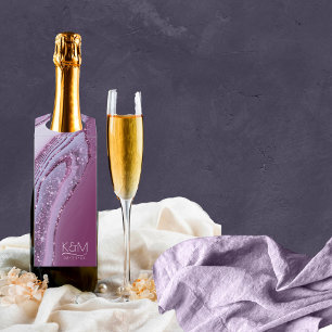 Étiquettes Pour Bouteilles Parties scintillant Abstraite Strata Mariage Plum