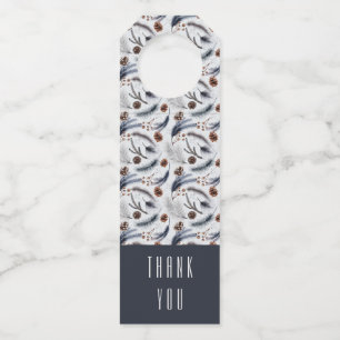 Étiquettes Pour Bouteilles Pine cônes et aiguilles de pin Motif d'hiver Merci